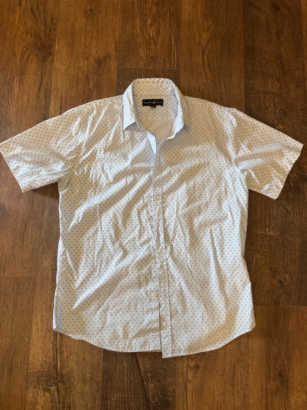 Beverly Hills Polo Club Light Blue Short-Sleeve Button-Down with Micro Dot Print